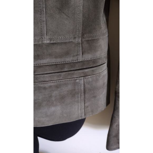 Ann Taylor Loft Suede Jacket with Slit Pockets, Dark Olive, Sz 10 NWT - Picture 6 of 6